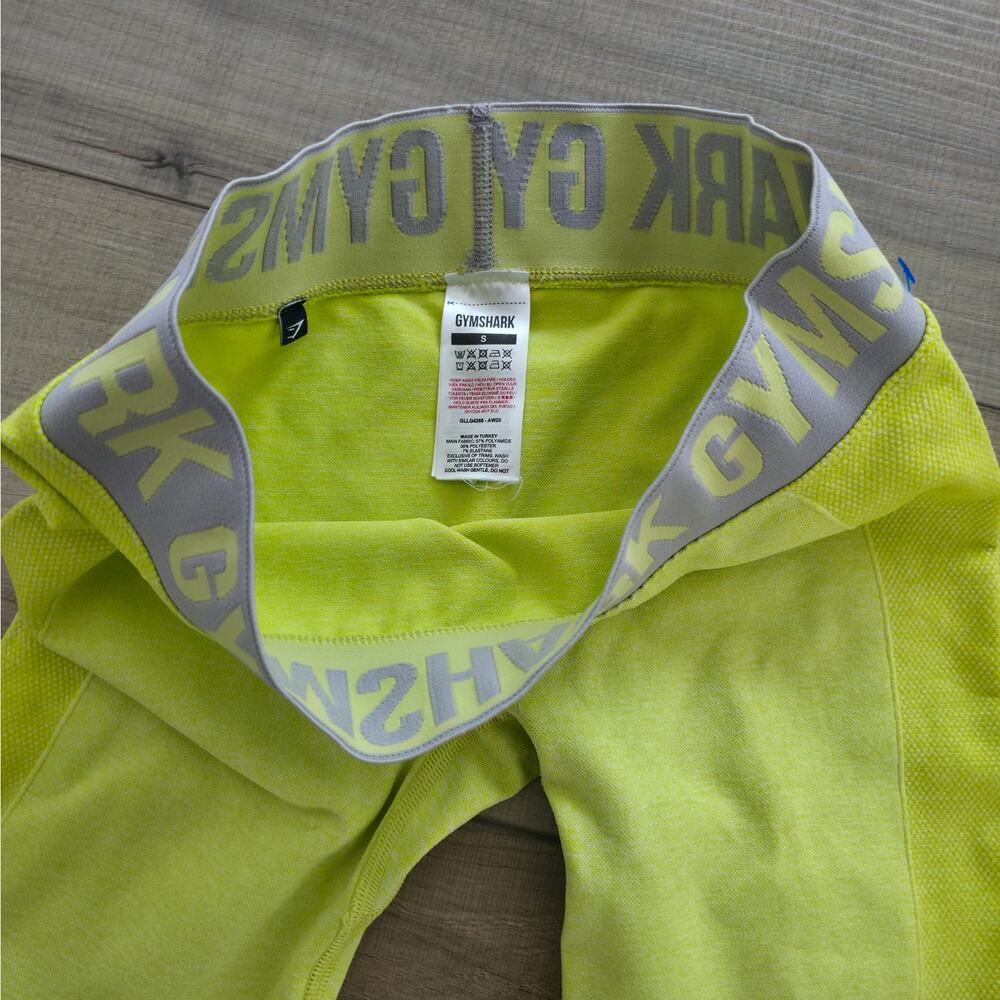 Gymshark Low Rise Training Tights Neon Green/Yellow Women Sz S - Picture 5 of 8